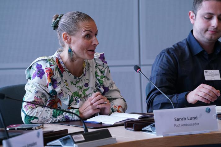 Pact Ambassador from Denmark Sarah Lund shared her goal of building a bridge between generations and sectors.
