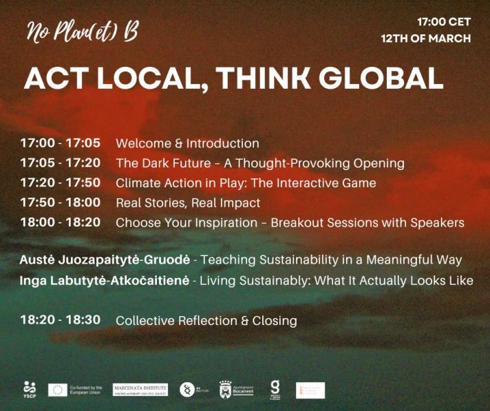 Satellite event: No Plan(et) B: Act Local, Think Global