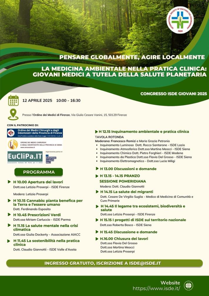 Satellite event: Think globally, act locally: Environmental Medicine in clinical practice; Young Coctors protecting Planetary Health