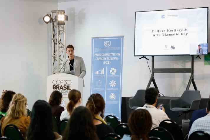 Daniel Cervenka of Pact Partner The Convergence, presenting at the Culture Heritage and Arts Thematic Day