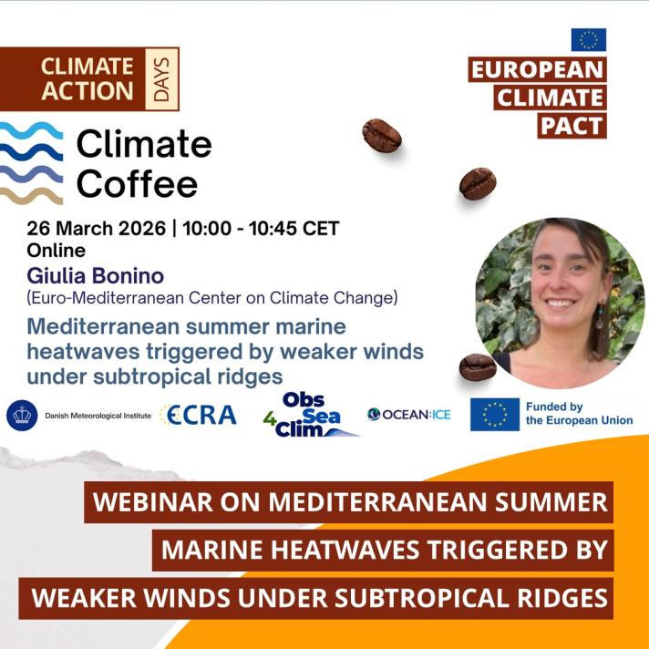 Climate Action Days: Webinar on Mediterranean summer Marine Heatwaves triggered by weaker winds under subtropical ridges