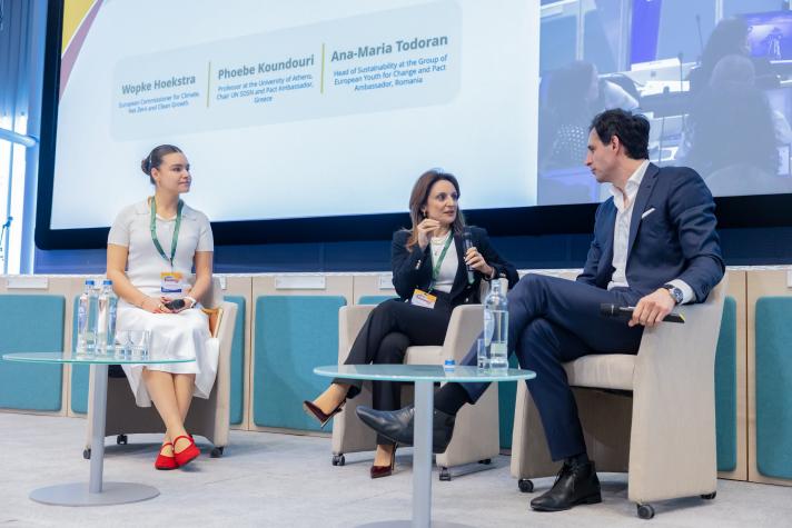 Commissioner Wopke Hoekstra chatted to Pact Ambassadors on stage during the plenary session on shaping a stronger and safe Europe