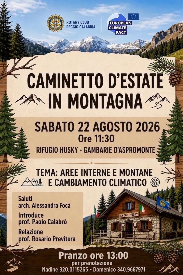 "Internal and mountainous areas and climate change" for "SUMMER FIREPLACE IN THE MOUNTAINS" - Rotary International - Club of Reggio Calabria