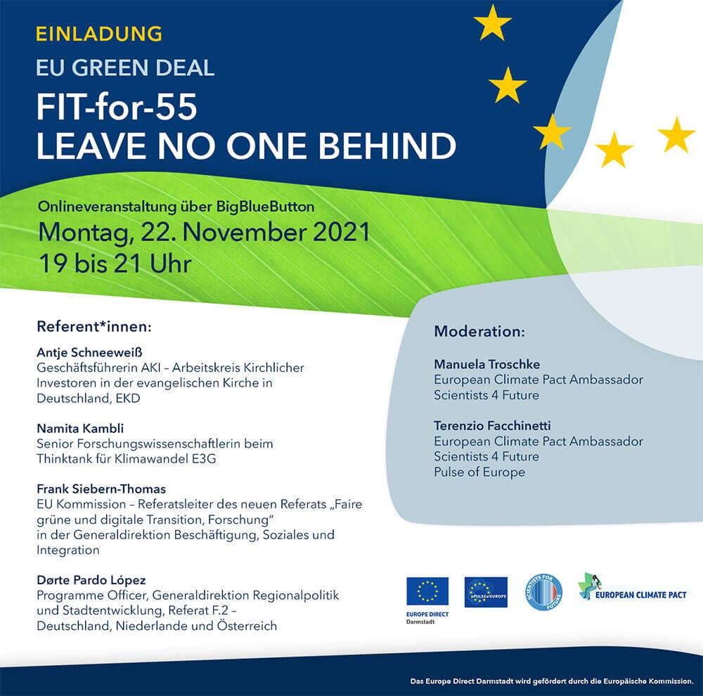 Satellite event: EU Green Deal: Fit for 55 - Leave no one behind ...
